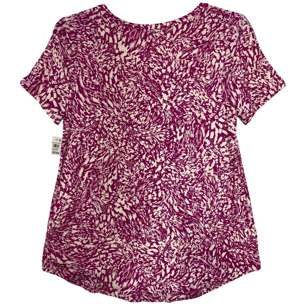 JM Collection Medium Rayon Span Knit Top Purple Fizz Short Sleeve Made In Indone - Picture 3 of 10